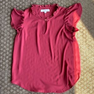 Rust colored flutter top The Loft